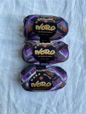 Lot of 3 Noro Taiyo Lace 100g yarn skeins color 2 wool cotton silk blend